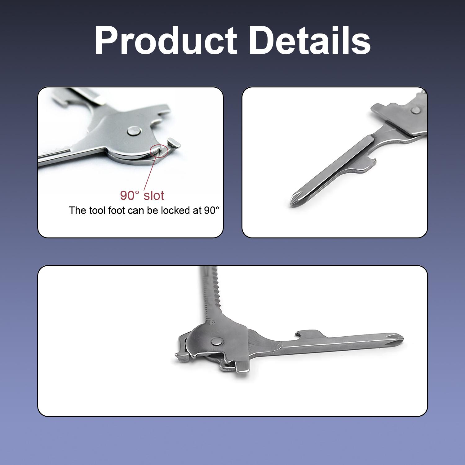 6-in-1 Multi Tool Keychain, Stainless Steel Pocket Key Tool with Flathead/Phillips Screwdriver, Bottle Opener, Mini Ruler, Rope Cutter & Metal Knife, Compact EDC Gear for Camping, Survival, DIY, Daily Use - Cool Gift for Men Dad Husband