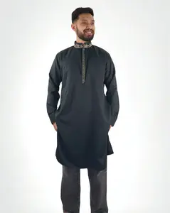 NYC Skyline Panjabi/Kurta, Midnight Green