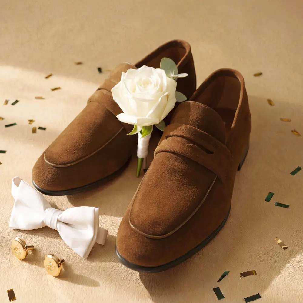 【BRUNO MARC Anniversary】 Men's Penny Loafers Leather Suede Dress Shoes | Comfort Lightweight Slip-on Shoes Suede Soft Cowhide Non Slip 180 Foldable Daily Weekend Travel Journey Outing tiktokshopbacktoschool, Casual Loafers, Suede Penny Loafers, Men's Shoe
