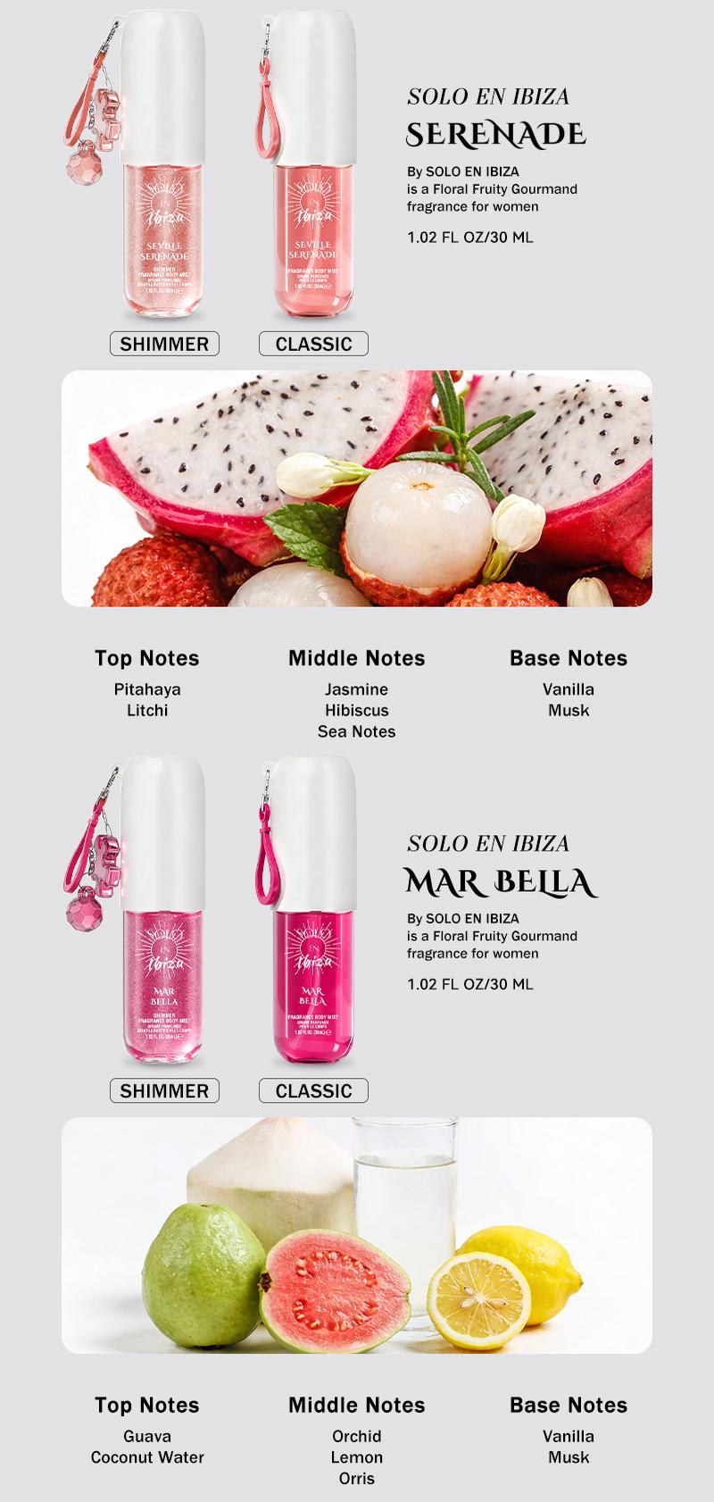 SOLO EN IBIZA 8-Piece Mini Set Body & Hair Fragrance Mist,Travel Size Perfume,Long-Lasting,8 Different Scents,Perfect For Dating,Daily Life,Parties,Gift Giving,1.02 fl oz/30 ml Each Bottle