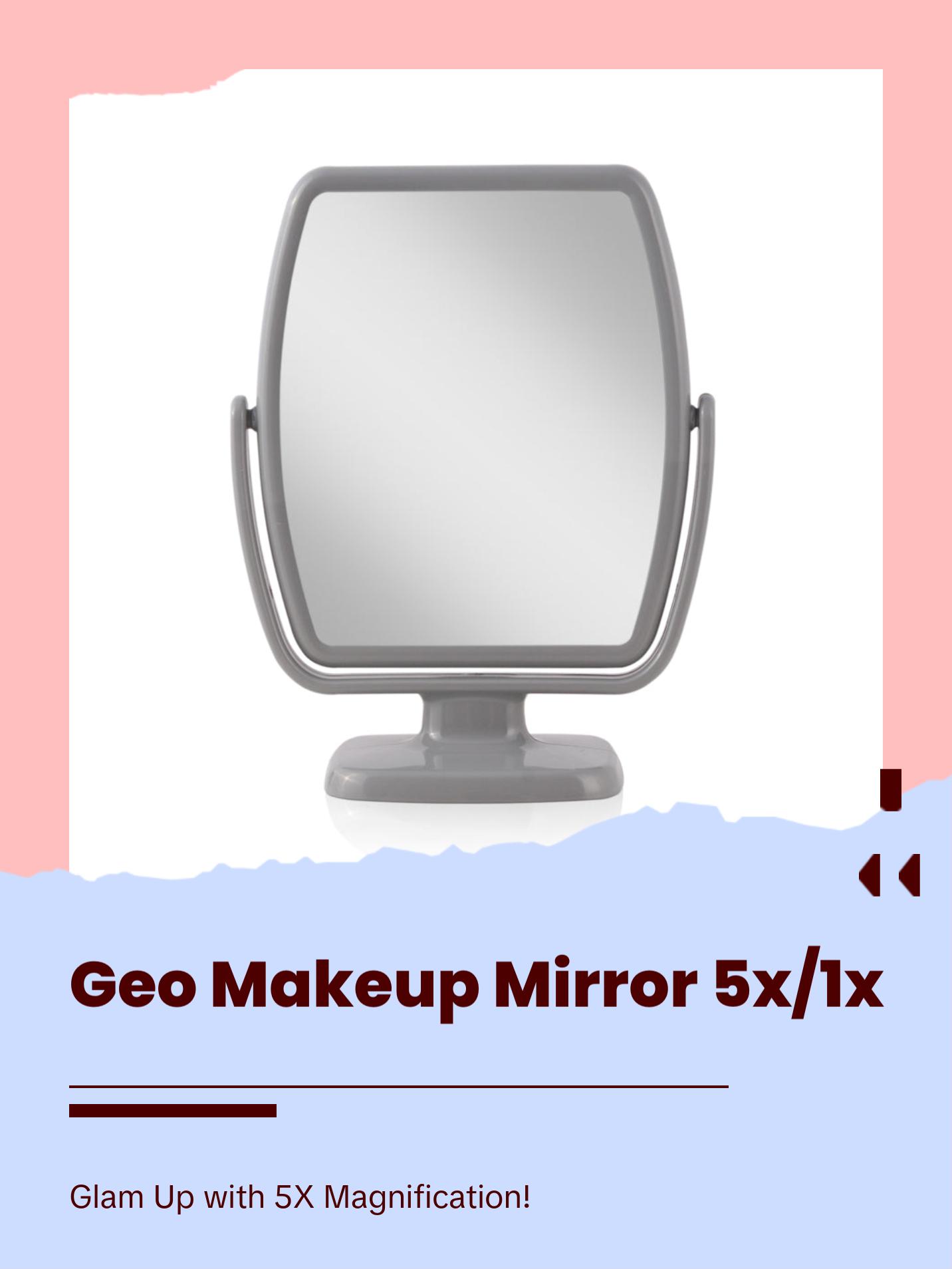 Zadro GEO Vanity Makeup Mirror with 5X/1X Magnification, Geometric Design, 360° Swivel, Optical Glass & Sleek Acrylic Decor bathroom  gadgets