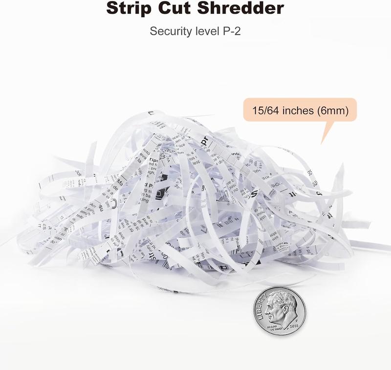 Bonsaii Paper Shredder for Home Use, 6 Sheet Strip Cut Small Paper Shredder Without Basket, Portable Shredder Extendable Arm Design (S123-B)