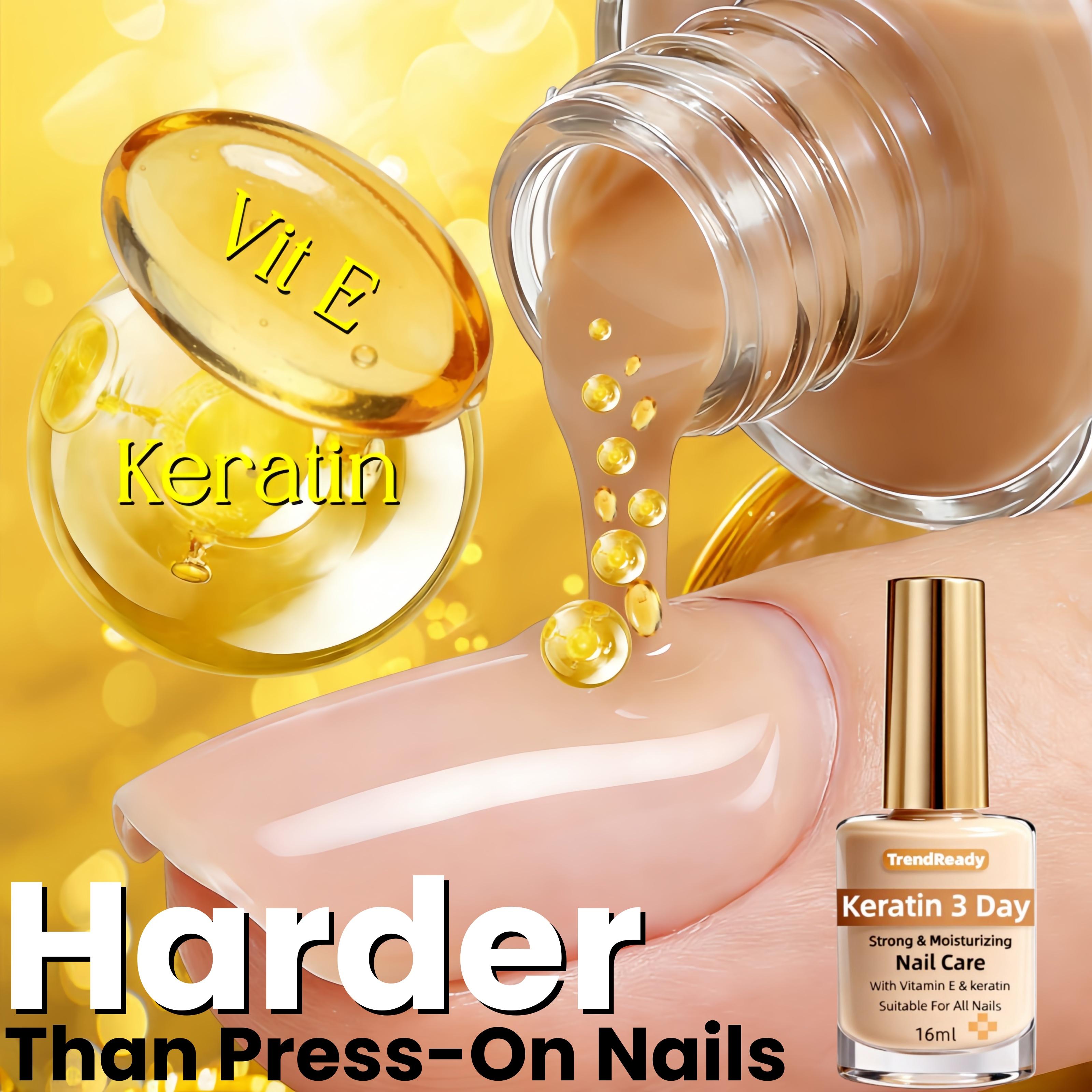 2PCS Nail Strengthener for Weak, Splitting, Breaking Nails - Fast Dry Keratin & Natural Protein Hardener, 4-in-1 Nail Polish Care Oil, Alcohol-Free Formula for Instant & 3-Day Nail, Manicure for Hands & Fingers