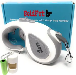 BoldPet® Retractable Dog Leash with Poop Bag Holder-16 Ft Long Retractable Dog Leash for Medium to Large Dogs -Anti-Slip Handle-360°Tangle-Free- Easy Brake Control- Eco Friendly Poop Bag Dispenser
