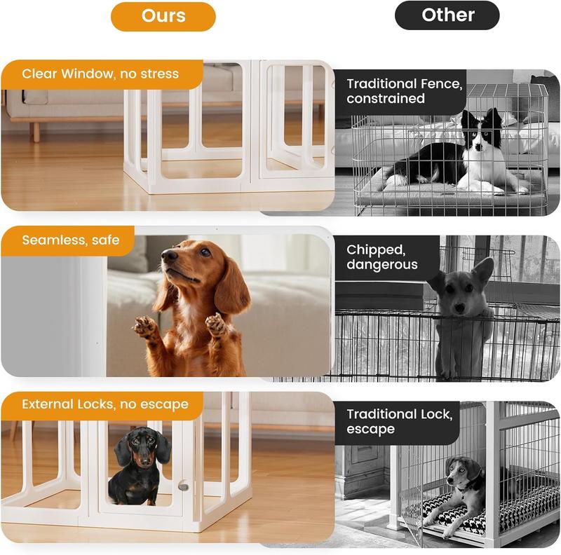 Gardner Pet Clear Acrylic Dog Playpen Planes Transparent Indoor Fence Sturdy Pet Pen for Puppy Small Dog Rabbit Pig Easy Assemble Cleaning Plastic Whelping Box Enclosure
