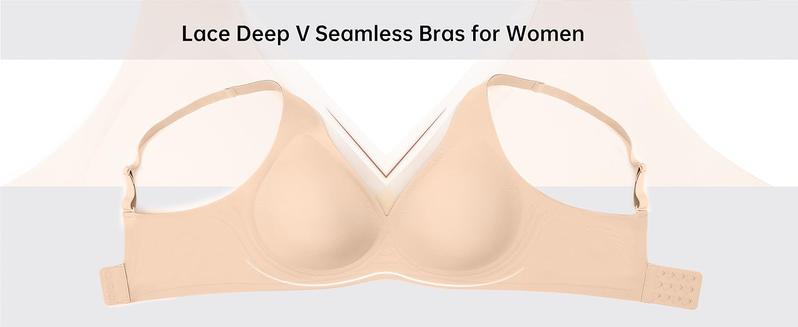 OEAK Deep V Mesh Wireless Bras for Women No Underwear Seamless Push Up Comfortable Tshirt Bralettes Everyday Bra OEAK Deep V Mesh Wireless Bras for Women No Underwear Seamless Push Up Comfortable Tshirt Bralettes Everyday Bra