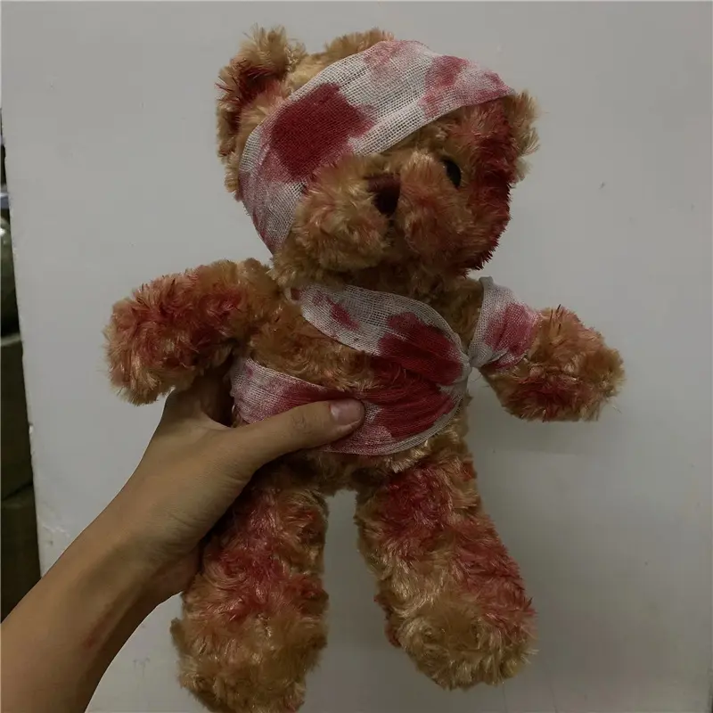 Bandaged Look Halloween Rose Teddy Bear - Soft Plush Dark Academia Aesthetic Macabre Decoration, Durable Stress Relief Stuffed Companion (Toys & Hobbies - Classic & Novelty Toys)