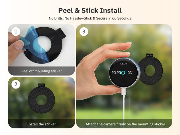 Girafit 5MP 3K Window Camera,2.4GHz & 5GHz Wi-Fi Indoor Security Camera with Thermometer and Hygrometer ChroMax Al Color Night Vision,Person & Motion Detection,24/7 Record