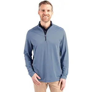 Cutter & Buck Virtue Eco Pique Micro Stripe Recycled Mens Big & Tall Quarter Zip