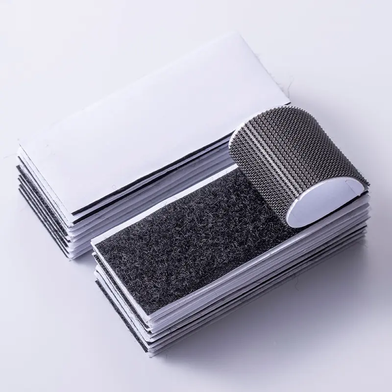 30 Sets Black Hook Loop Tapes, No Drill Adhesive Double Stick Square Fastener, 1.2in x 3.15in Sticky Back Tape for Indoor/Outdoor Use, No Holes No Screws