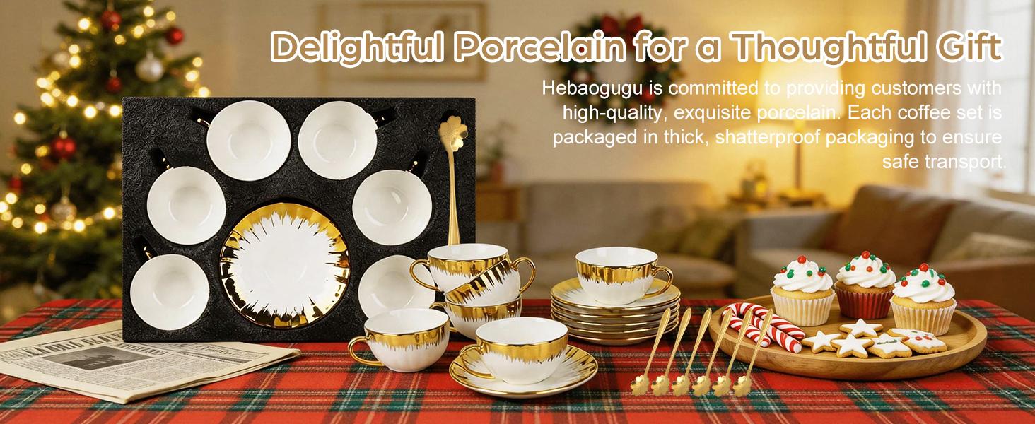 Cappuccino Cups with Saucers, 8 oz Ceramic Coffee Cup Set of 6, Espresso Cups with Sakura Spoons, Porcelain Tea Coffee Mugs for Specialty Coffee Gift, Microwave and Dishwasher Safe
