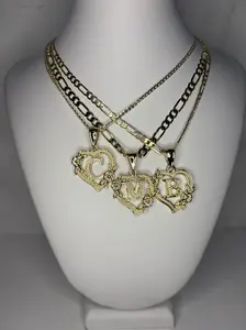 Heart Flower Initial No Color Necklace