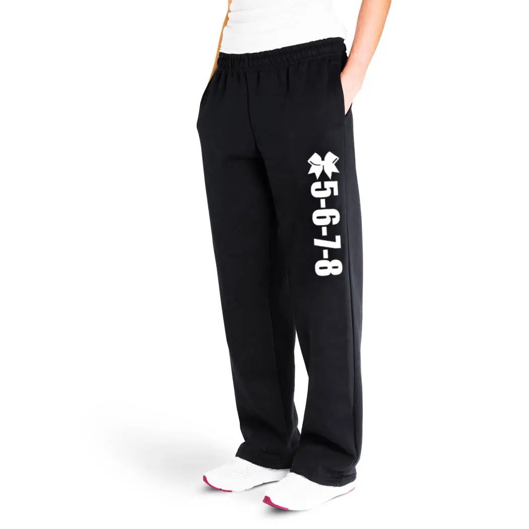 Cheerleading Fleece Sweatpants with 5-6-7-8 CHEER Graphic, Unisex Athleisure Sports Joggers with a Drawstring Waist and Pockets, Athleisure Style, Sports Jogger Sweatpants, Drawstring Waist Sweatpants