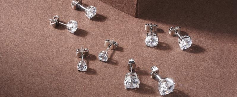 Turandoss Solid 925 Sterling Silver Cubic Zirconia Stud Earrings Unisex with Butterfly Backs, Christmas Gifts