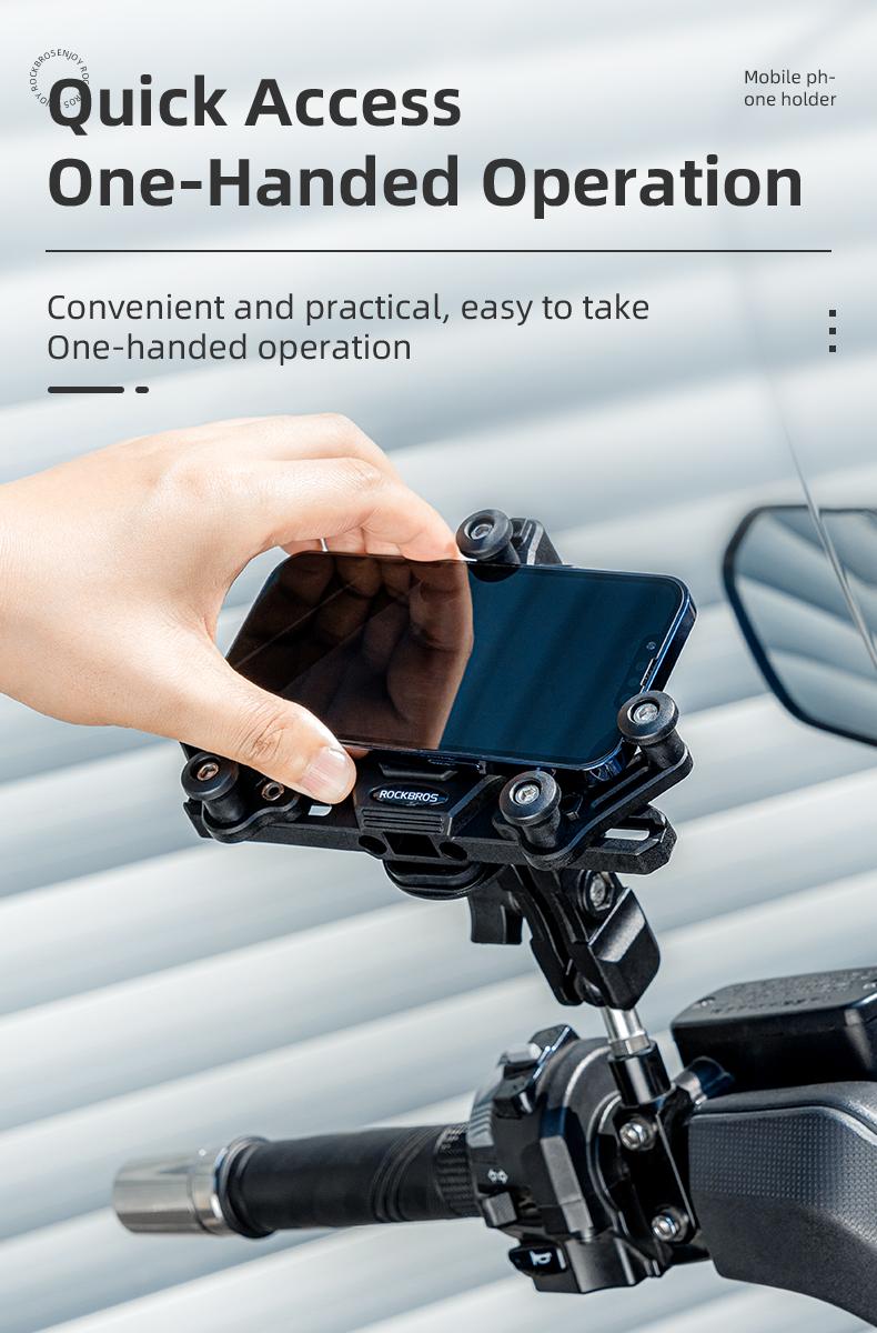 ROCKBROS Motorcycle Phone Mount with Vibration Dampener for 4.7''-7.1'' Phones, Universal Motorcycle Cell Phone Holder Handlebar Phone Mount(Handlebar Mount)