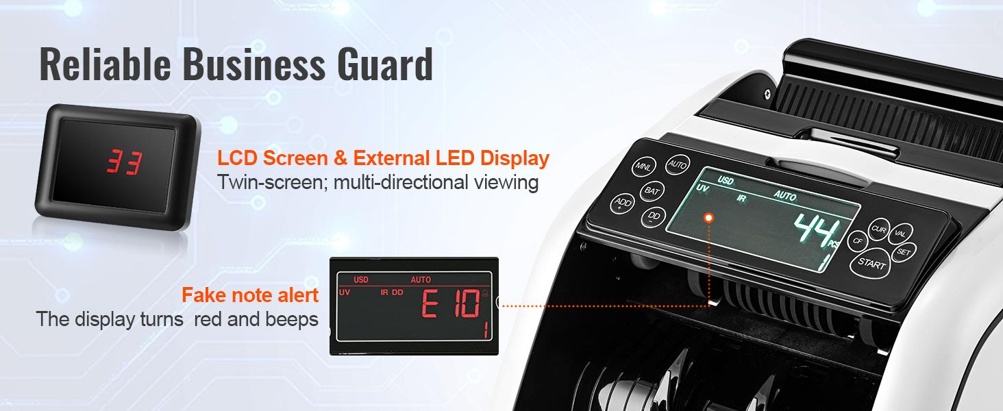 【fathersdaygift】VEVOR Money Counter Machine, Bill Counter with UV, MG, IR and DD Counterfeit Detection, USD & EUR Cash Counting Machine with Large External Display for Small Business,Cash Counter with LCD Display 【fathersdaygift】VEVOR Money Counter Machine, Bill Counter with UV, MG, IR and DD Counterfeit Detection, USD & EUR Cash Counting Machine with Large External Display for Small Business,Cash Counter with LCD Display