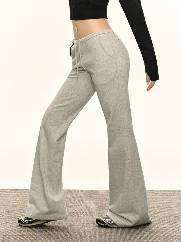 Women's Flared Casual Pants 2026 Autumn/Winter Fleece-Lined Thick Elastic High-Waisted Slimming Sports Sweatpants Horseshoe Pants