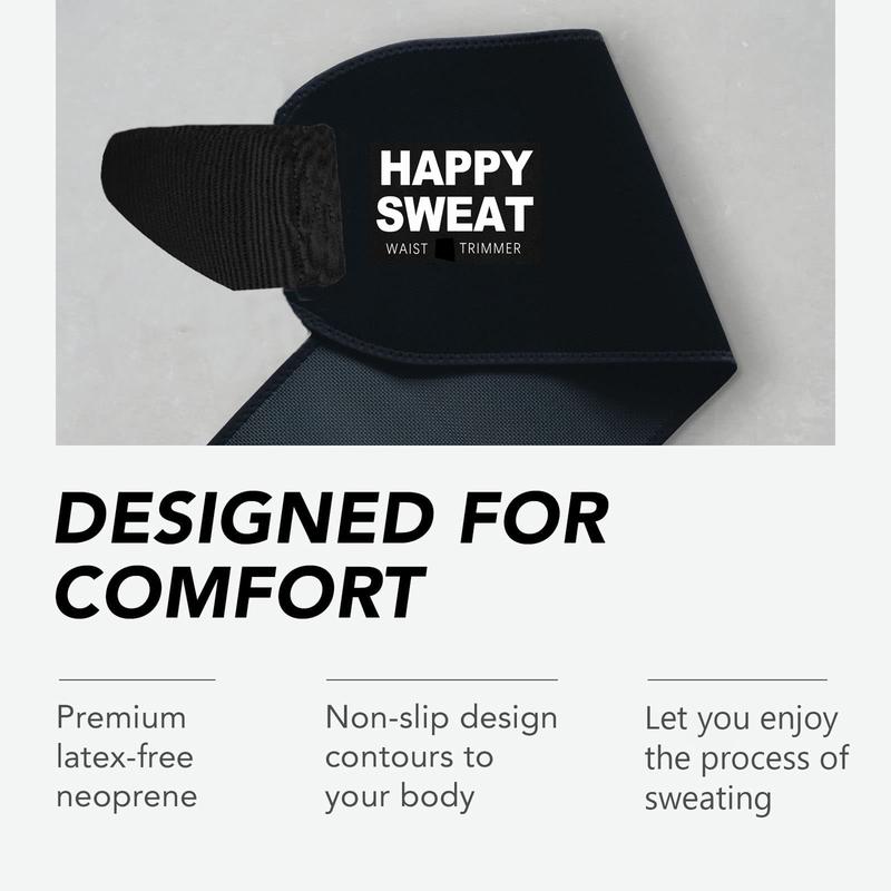 Happy Sweat Waist Trimmer for Women and Men - Sweat Band Waist Trainer for High-Intensity Training & Workouts