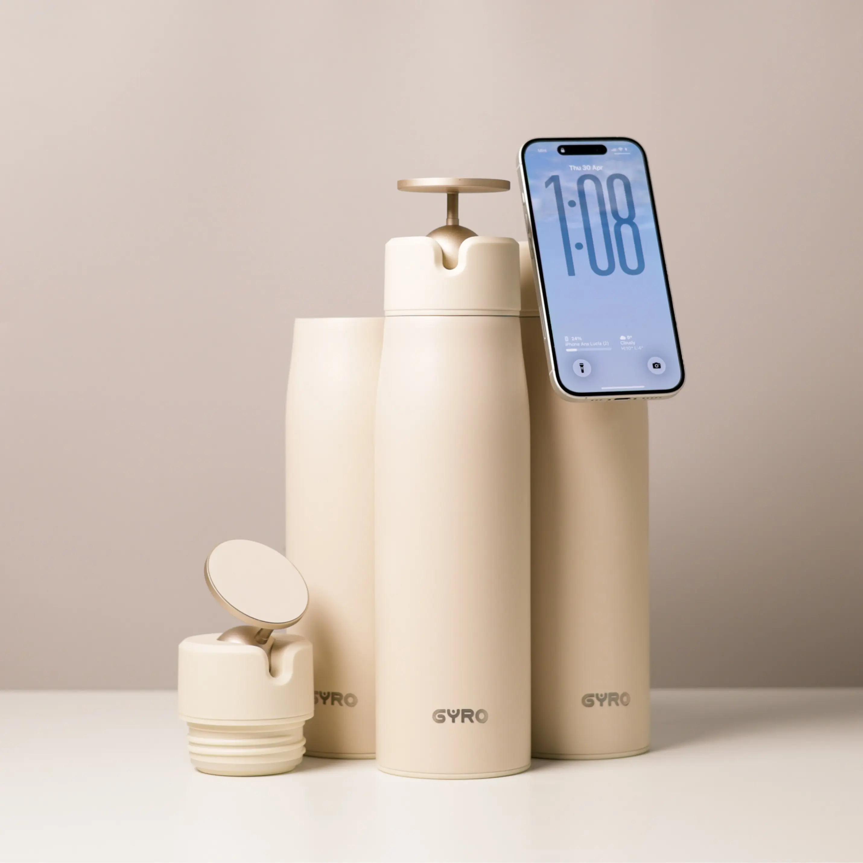 GYRO BOTTLE 27 oz Insulated Water Bottle with Magnetic Phone Mount - Hands-Free, MagSafe Compatible