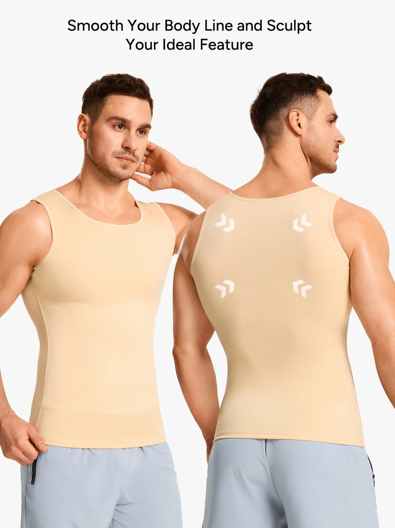 Nebility Men’s Silky Soft Compression Shapewear Tank, Slimming Body Shaper Vest with Waist & Chest Support, Stretchy, Odor-Resistant, Breathable Muscle Tank for Daily Comfort, Menswear, Tanktop