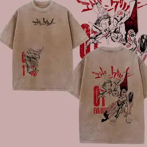 Eva Unit-01 Tee Washed – Neon Genesis Evangelion Vintage Washed Heavy Cotton Oversized Anime Manga T-Shirt Hoodie, Berserk Mode Double Printed Retro Unisex Streetwear Graphic Top, Shinji Ikari NERV Mecha Psychological Anime Edition, Japanese Anime Merch