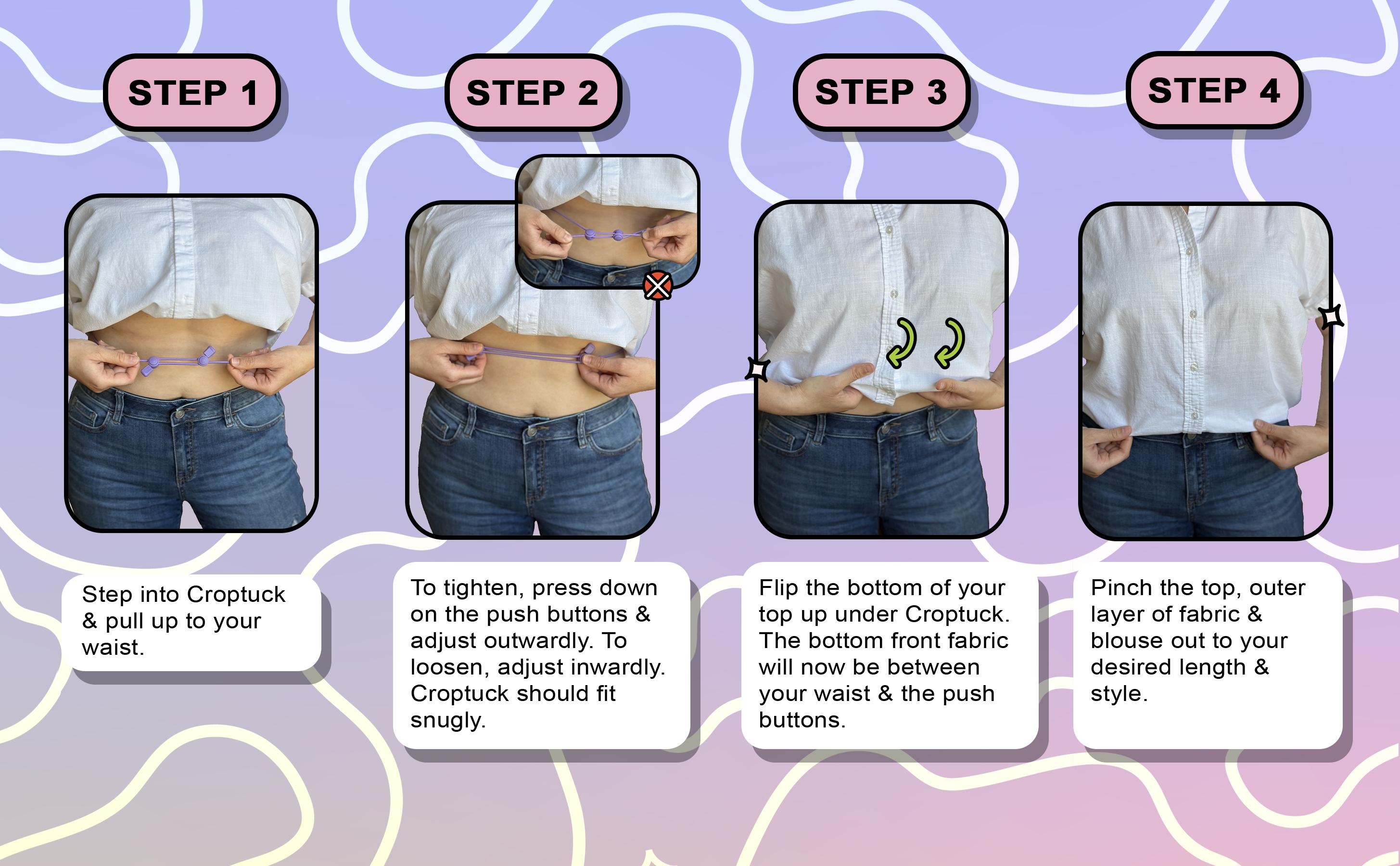 The Original Croptuck: Lightweight Adjustable Band for Crop Tops, Tucking, Cropping Oversized Tops, Layering, Shortening Dresses & No-Sew Fashion Hacks