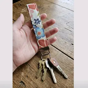 Nora Cotton Wristler Keychain with Floral Pattern and Durable Metal Clasp for Easy Access