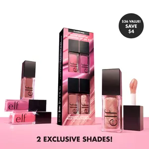 e.l.f. Glow Reviver Plumping Lip Oil Kit, 4 Shades with 2 Exclusive Colors for Ultra-Glossy Plumping Effect & Fresh Minty Scent 7.6mL