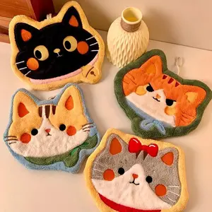 4/1pc Cute Face Hand Towels - Super Absorbent Thick Microfiber & Kitchen Towels with Anti-Slip Grip, Hanging Rings & Adorable Design (/, Orange Tabby, Grey Tabby) - Soft Decorative Cloths for Home, Durable & Quick-Drying, Hand Towel for General Use