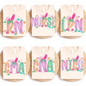 Comfort Colors Brushtroke Easter Nurse Doodle Ready To Press DTF T-Shirt, Easter Nicu Nurse, Rn, Lpn, Cma, Cna Nurse design, Happy Easter Shirt Iron On Transfer
