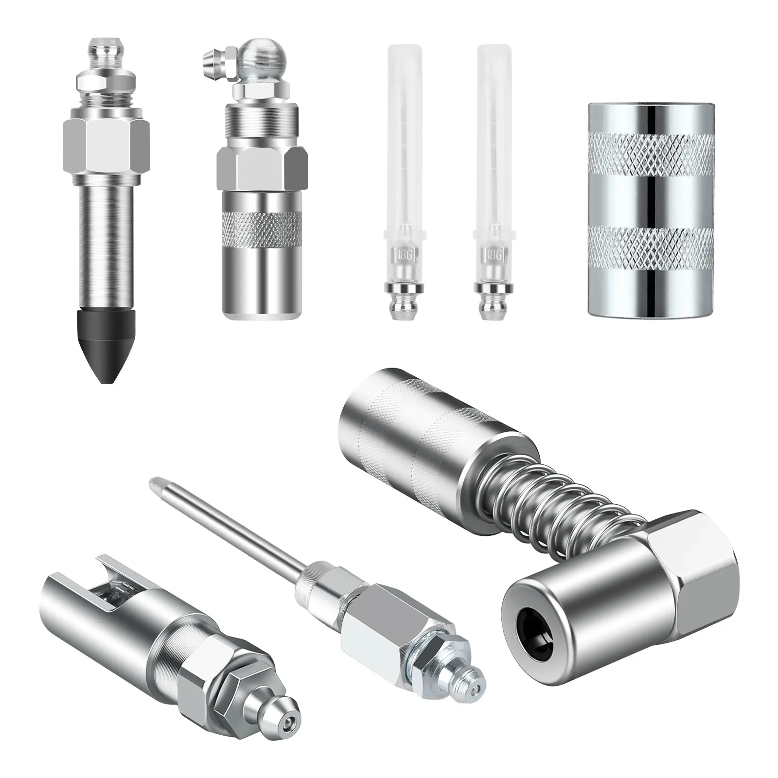8pcs Grease Gun Needle Accessory Kit for Automotive & Marine Maintenance Precision Grease Needle Nozzles Injectors and Dispensers ,Car Repair Tools