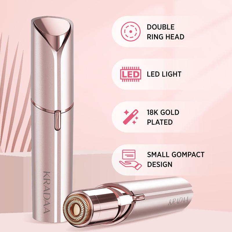 KRADAA Facial Hair Remover for Women,with LED Light Painless Razor for Chin Upper Lip Peach Fuzz Gentle on Sensitive Skin Hypoallergenic Stainless Steel Blades Flawless ,Gold KRADAA Facial Hair Remover for Women,with LED Light Painless Razor for Chin Upper Lip Peach Fuzz Gentle on Sensitive Skin Hypoallergenic Stainless Steel Blades Flawless ,Gold