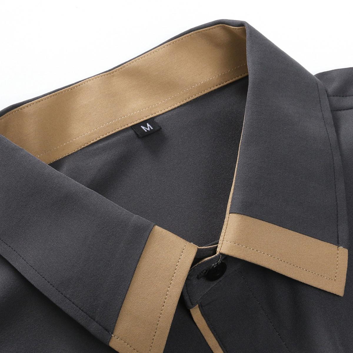 Non-marking pressed rubber high elastic men's shirt long sleeve silky smooth solid color men's top