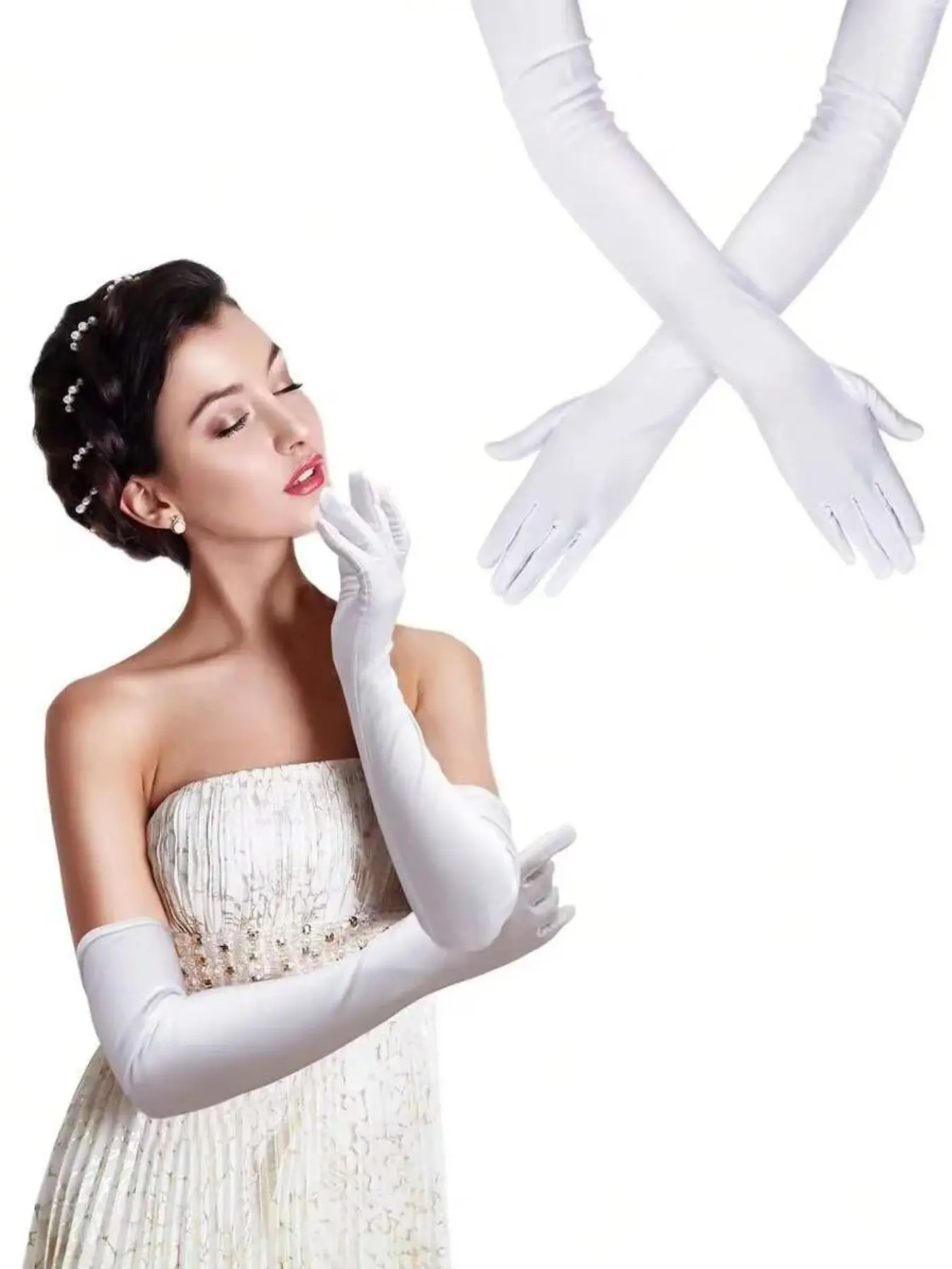 Elegant Women's Long Satin Gloves, Party Gloves, Wedding Gloves, 21 Inch Elbow-Length Design, Comfortable Fit for Parties, Performances & Cosplay, Adds Royal Charm