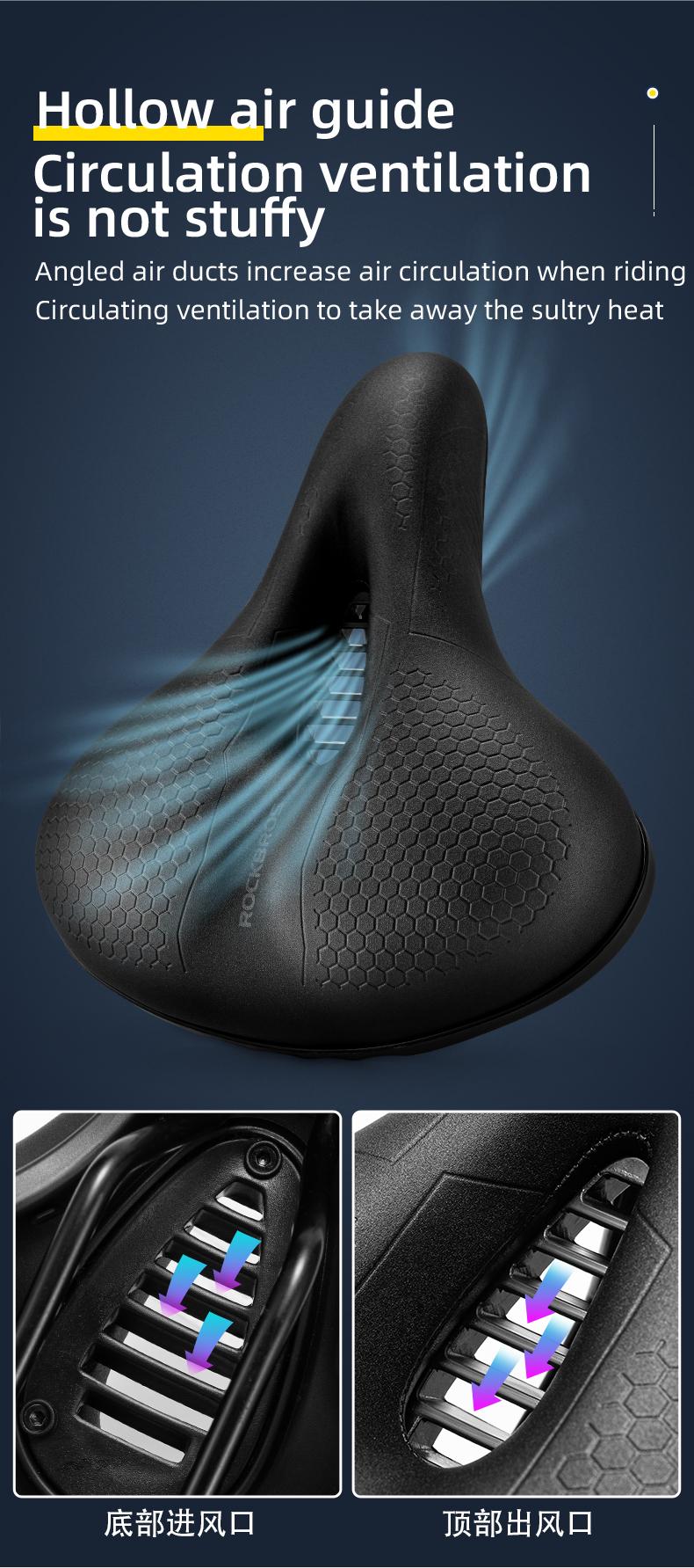 ROCKBROS Bike Seat Memory Foam Bike Saddle Comfortable Waterproof for City Mtb Racing Bikes