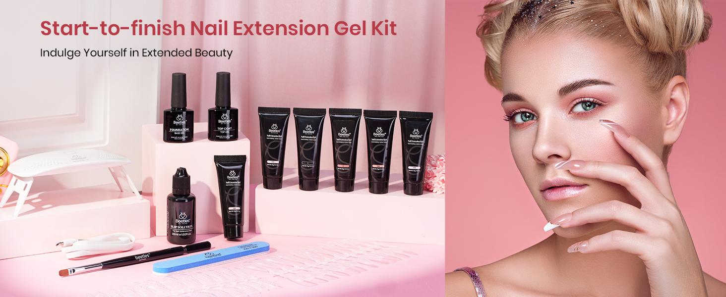 Beetles Poly Gel Nail Extension Kit, Manicure Starter Kit Professional DIY Nail Art Kit for Starter with UV Lamp Top Coat Base Gel, Gift for Women gift for girl, Nail Manicure at home, Beginner friendly Cutics Comfort #cozyvibes #effortlessbeauty