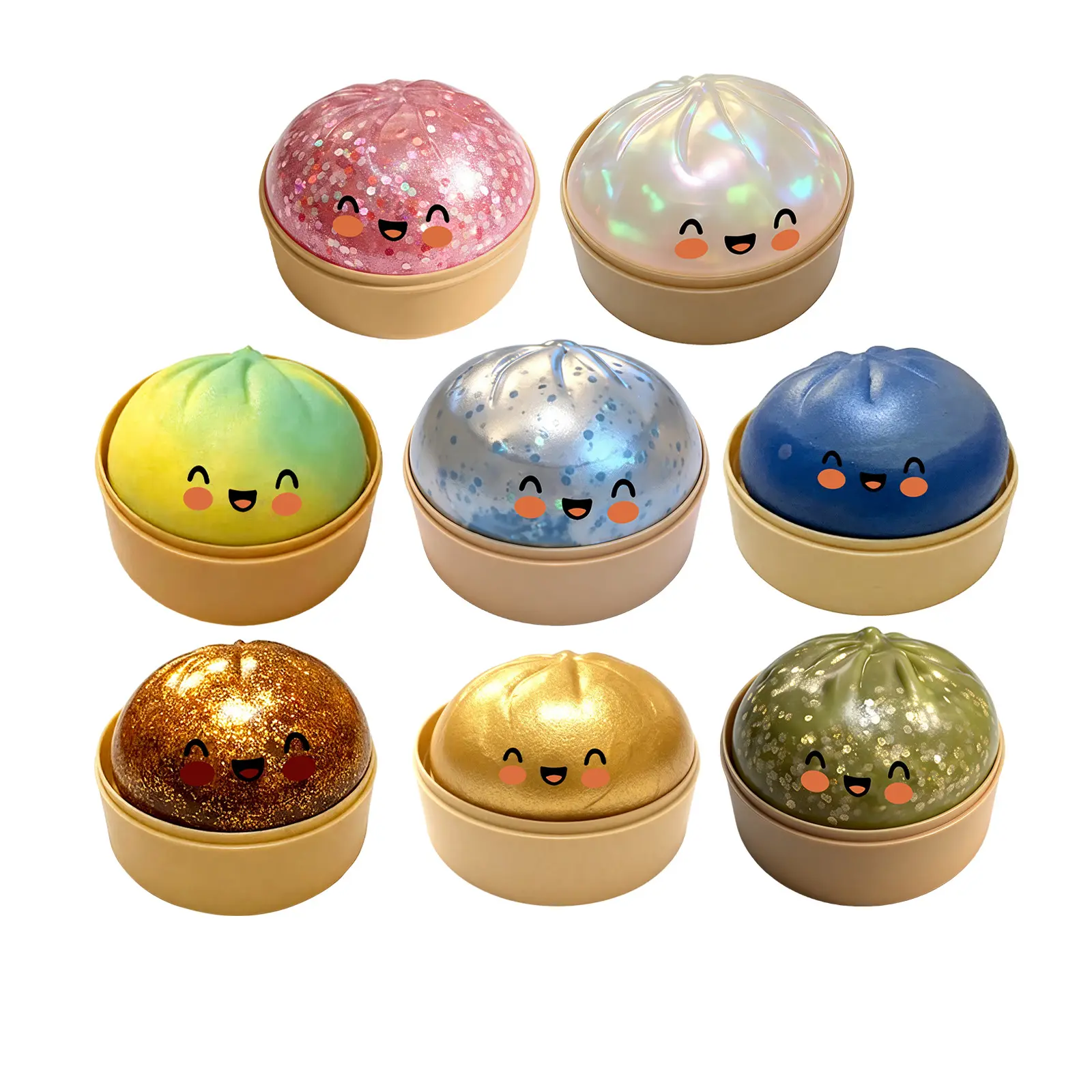 Ultra Rare Gold Glitter Flow Heavy Luxe Dumpling Squishy Mystery Blind Box - Slow-Rise Soft TPR ASMR Squishies Toys, Unisex Collectibles, Oddly Satisfying Anxiety Relief Gift for Friends