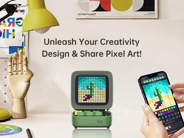 Divoom Ditoo Programmable Pixel Art LED Bluetooth Speaker Showing Clock Emoji DIY Design for Home Wedding Party Decoration with Wireless App Control Mini Gift Audio Smartphone Pink