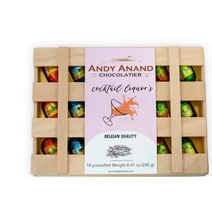 Andy Anand Cocktail Flavors, Six Unique, Non Alcoholic Vegan Chocolate Dark Chocolates, 18 Pieces, Crafted with 60% Cocoa Butter, Decadent