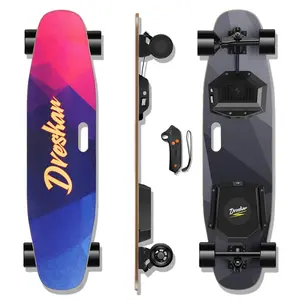 Electric skateboard, top speed 22 mph, range 15.5 miles, 450W brushless motor, electric longboard with wireless remote, 7-layer maple deck, maximum load capacity, UL certified