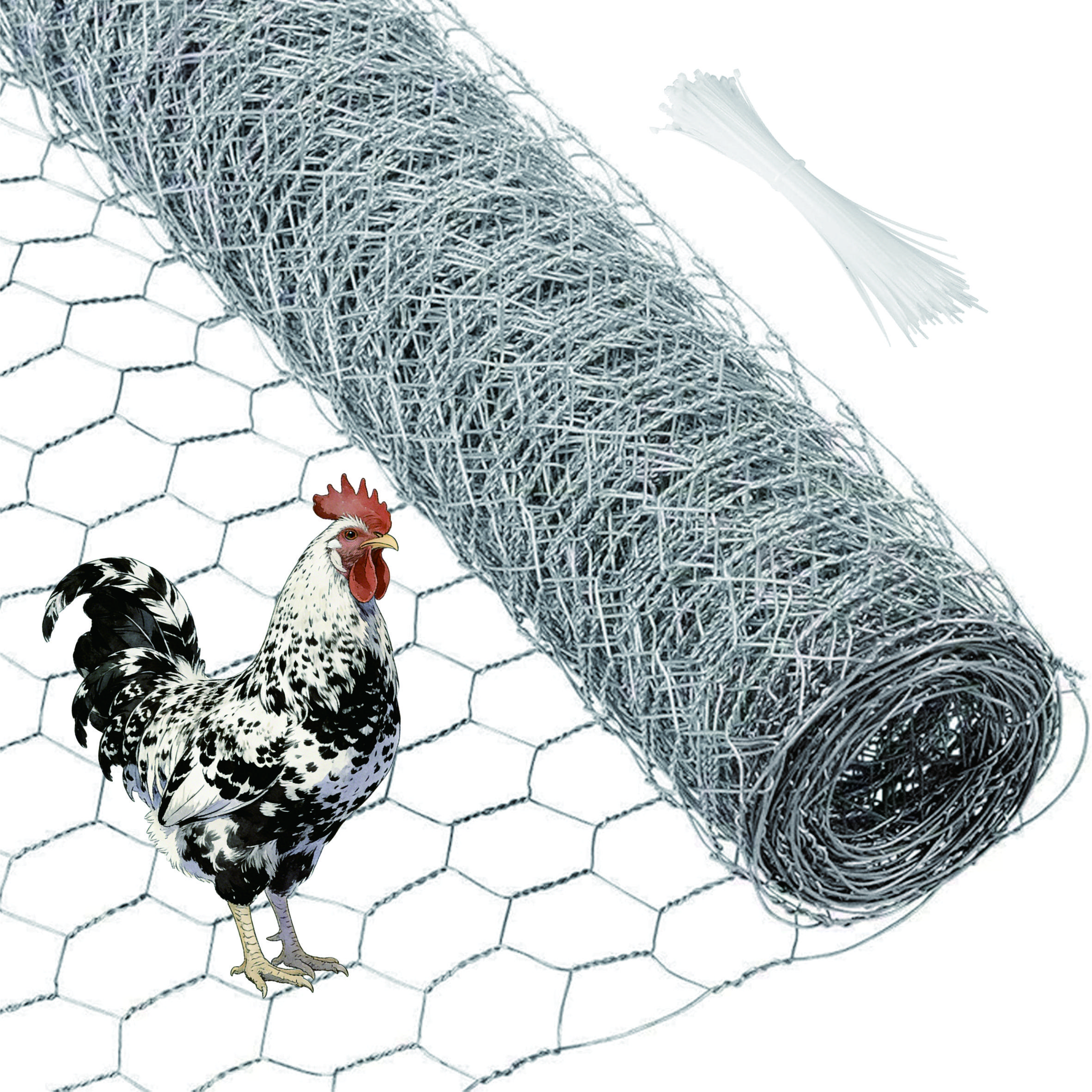 Galvanized Chicken Wire Roll 16in*66ft Hexagonal Chicken Wire Mesh for Garden Fence, Rabbit Fence, Chicken Coop, Floral Arrangements & DIY Crafts Corrosion Farms