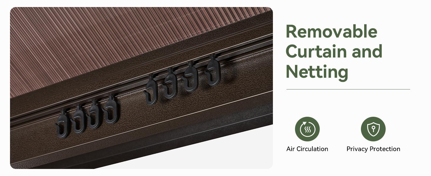 【Ships in 2 Packages】Aoxun 12'x10' Hardtop Gazebo, Aluminum Frame Permanent Pavilion with Curtains and Netting, Outdoor Polycarbonate Double Roof Canopy, Designed for Garden, Lawns, Patio, Brown