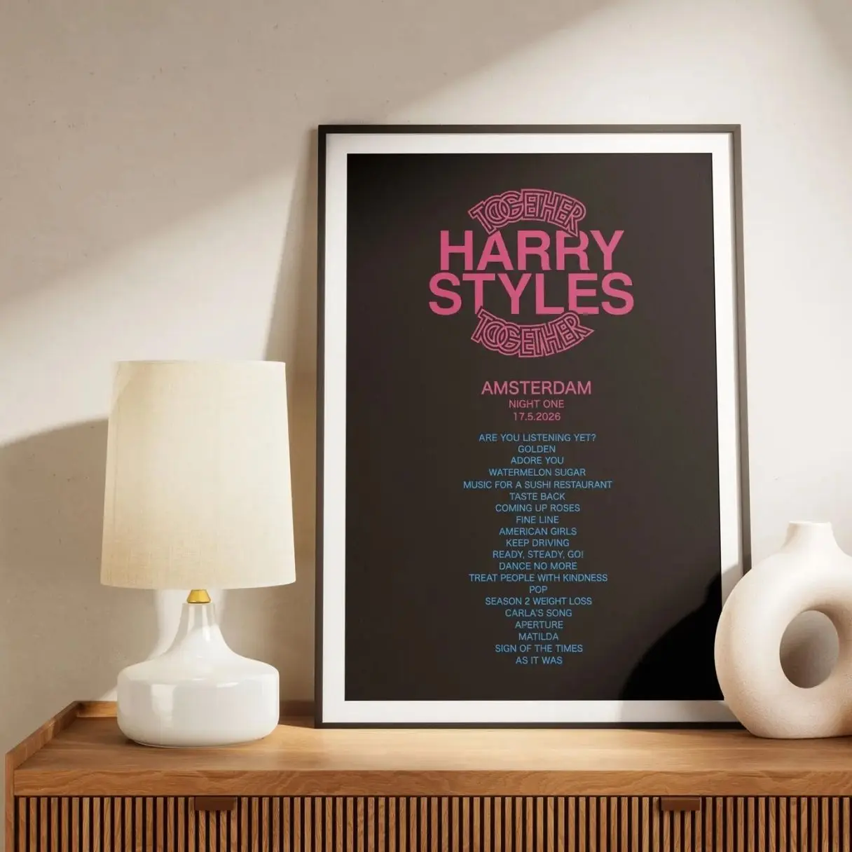 HARRY STYLES Amsterdam Night one Setlist Poster - 2026 Concert Print - Harry Styles Wall Art Gift - Limited Edition for Harry Styles fans