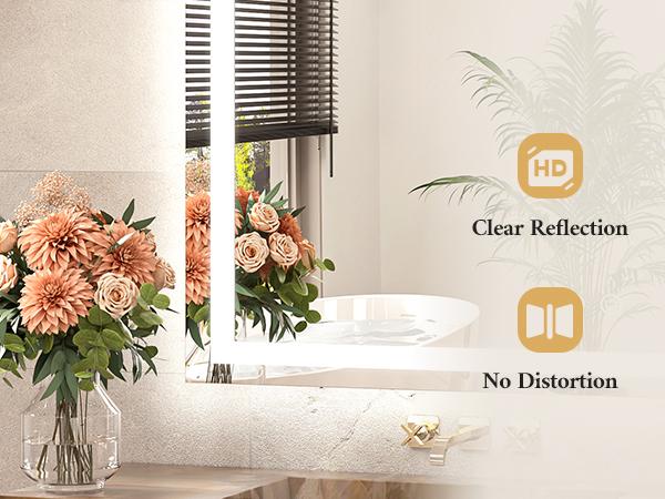 TETOTE LED Bathroom Mirror with Front & Back Lights, Stepless Dimming, 3 Light Colors, Anti-Fog & Smart Memory, Shatterproof Tempered Glass, Plug-in/Hardwired