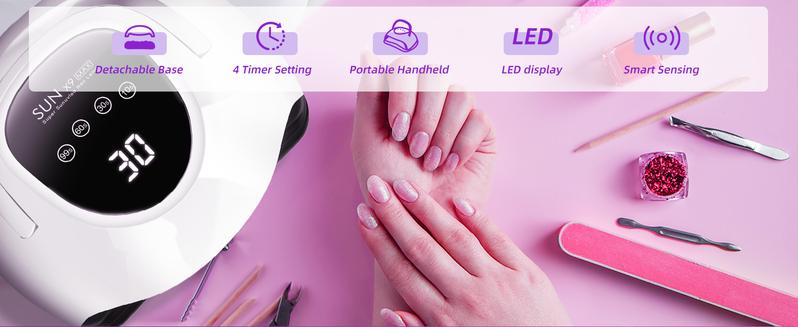 LadyMisty 268W UV LED Nail Lamp, Professional Nail Polish Curing Lamp with 4 Timers, Automatic Sensing Nail Art Tools, 57 Lamp Beads, For Home Salon