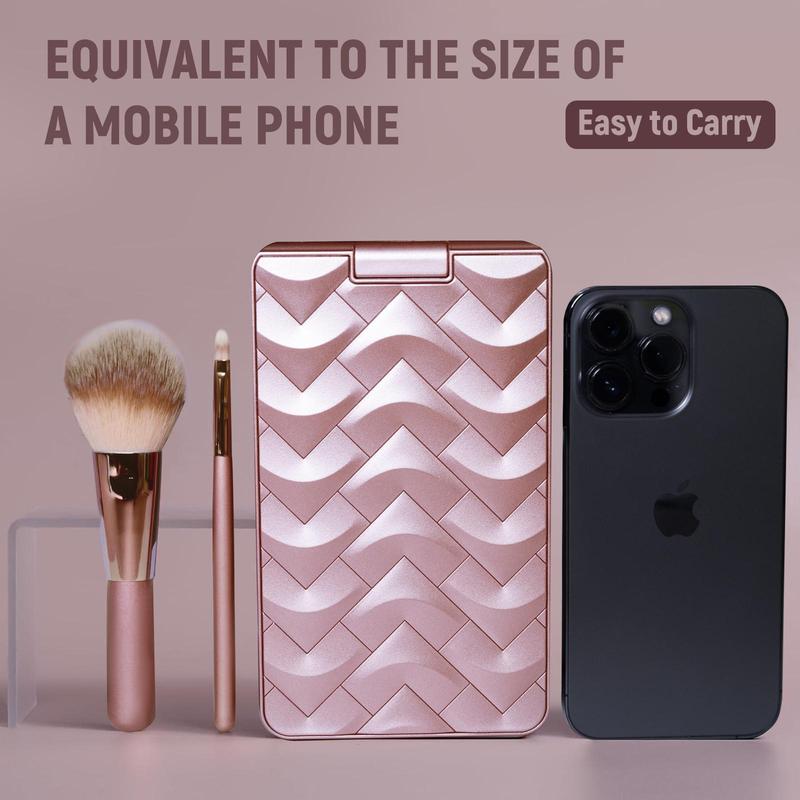 Makeup Brushes 21 Pcs Double-ended Kabuki Brush Travel Makeup Brushes for Foundation Powder Concealers Eye Shadows Makeup Tools Set with LED light Mirror (Pink)