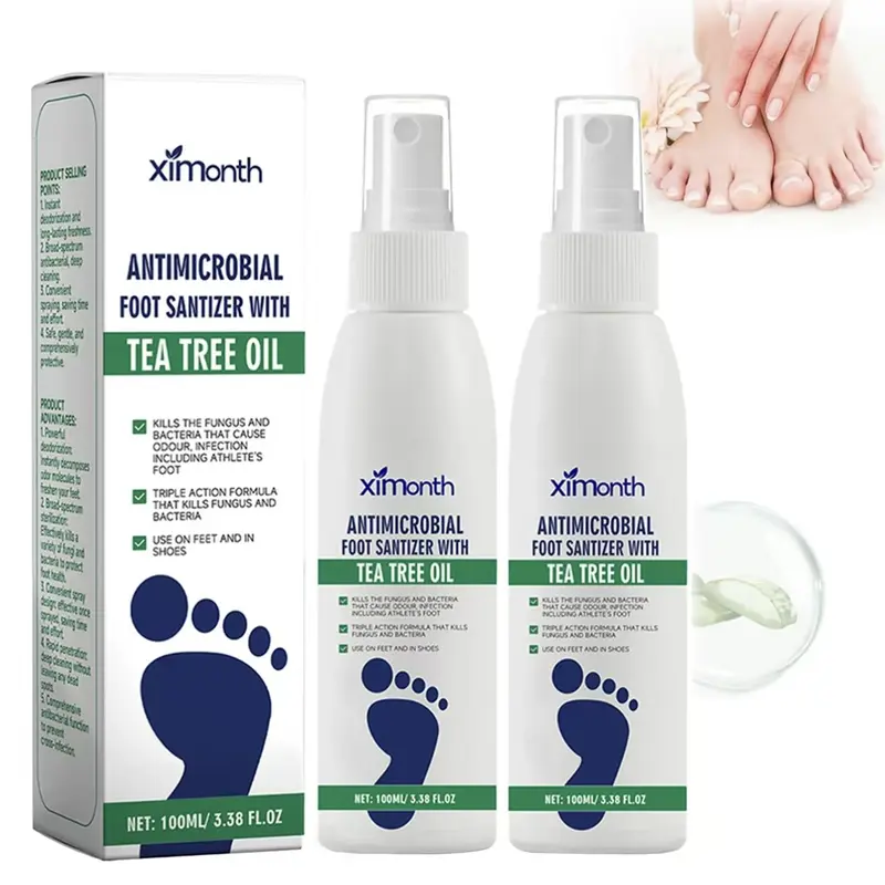 （3 bottles）Tea Tree Oil Foot Spray I 97% Odor Elimination &Cracked Heel Repair I Dermatologist-ValidatedFungal Defense |100ml Fast-Absorbing Formula aloe vera long-lasting disinfectant antifungal Foot Spray fight Odor