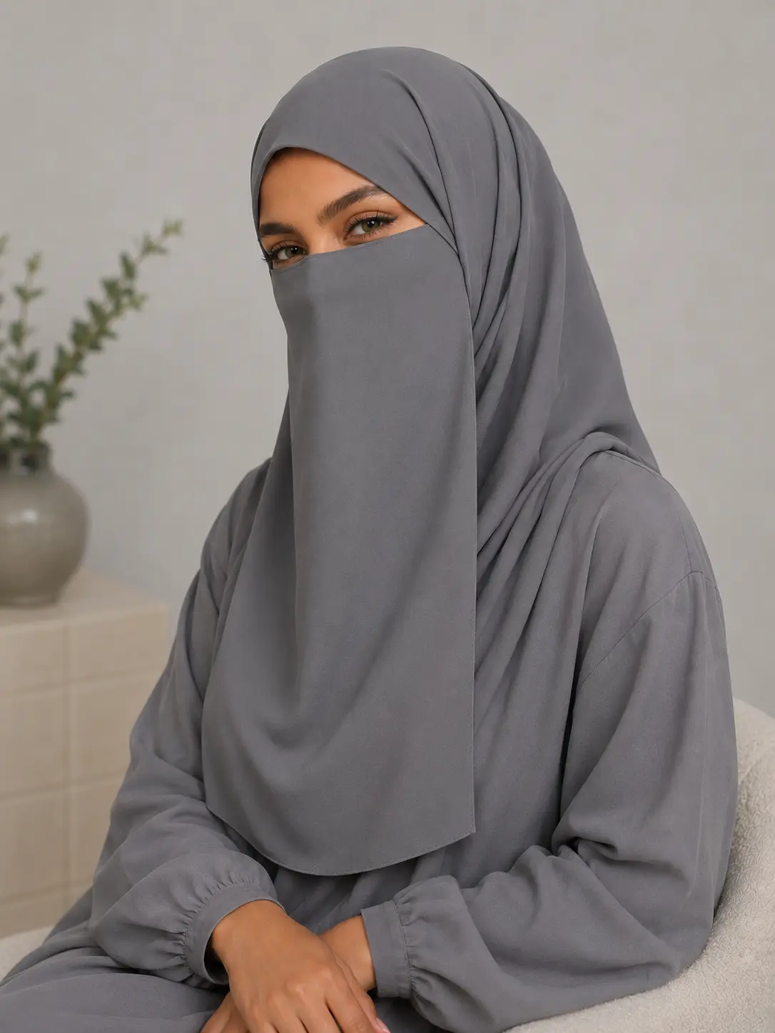 Half Niqab Super Breathable Veil - Long