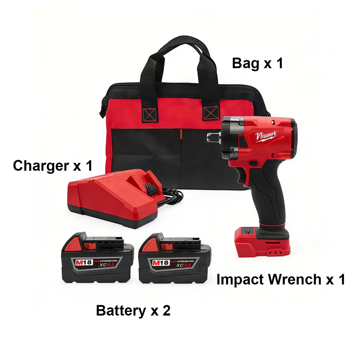 NiuWork 1/2" Brushless Cordless Impact Wrench (350nm) with LED Light, M18 Battery Compatible - Torque Wrench, Impact Drill, Work Tools for Home Projects, Mechanic Tools