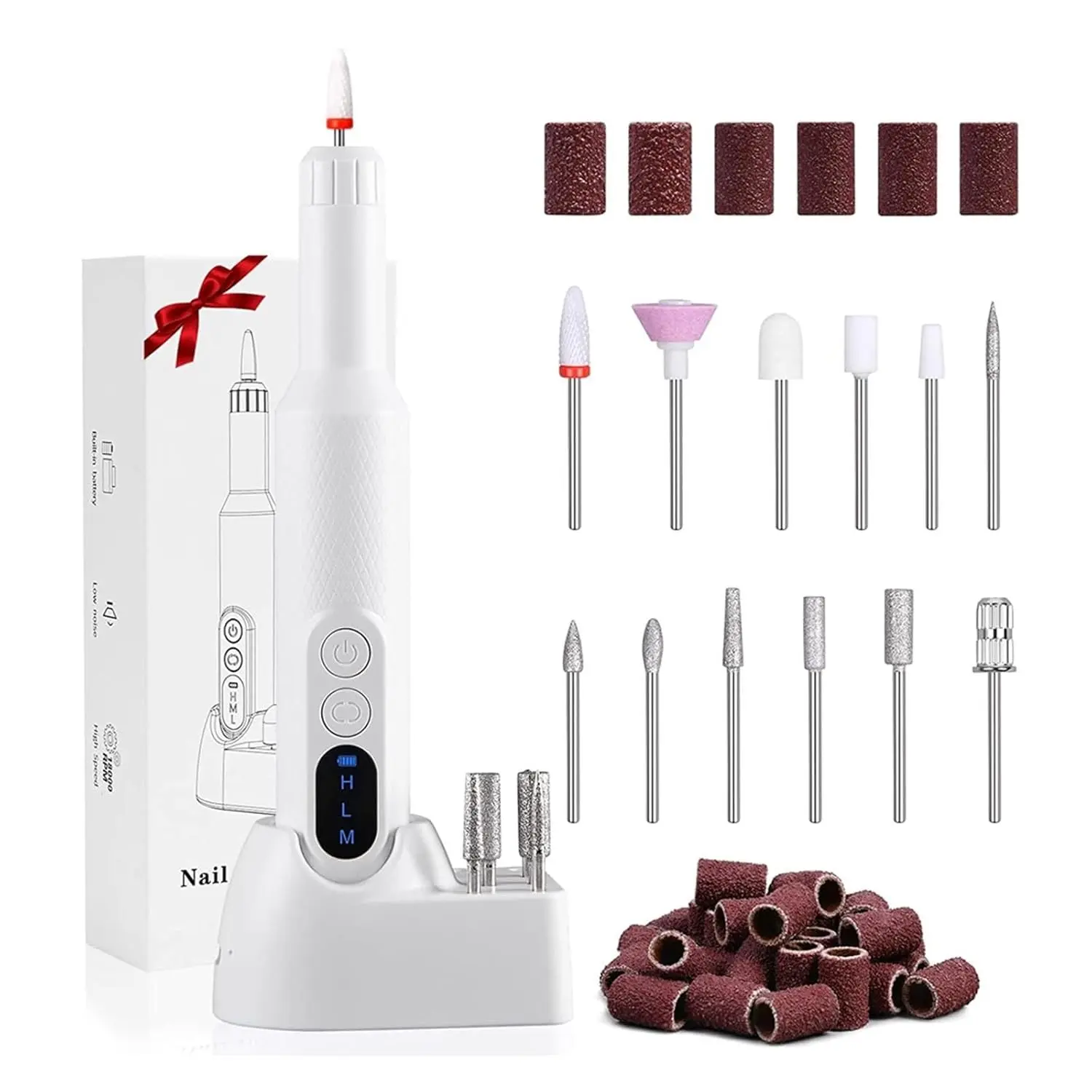 Portable Rechargable Cordless Electric Nail Drill File Manicure Pedicure